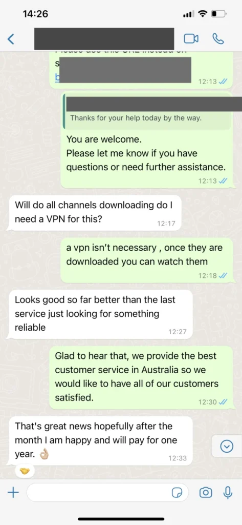 ipvos WhatsApp support chat feedback screenshot 3